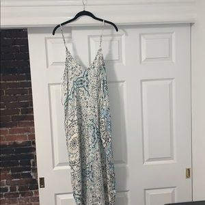 Blue and white printed maxi dress